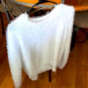Fluffy white sweater